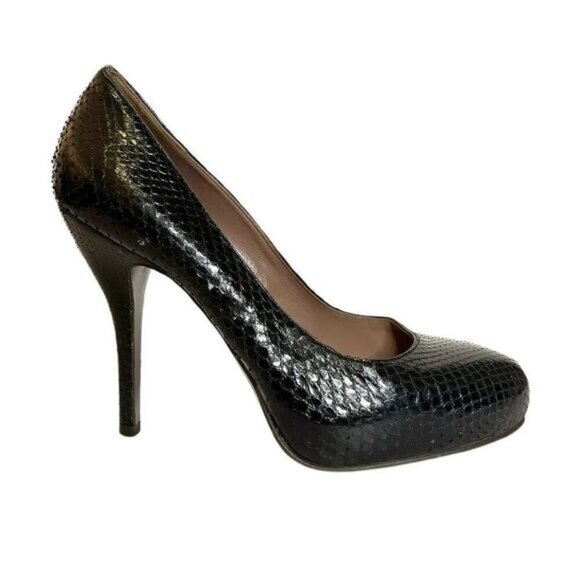LAutre Chose Black Snake Textured Leather Pumps - Picture 1 of 6